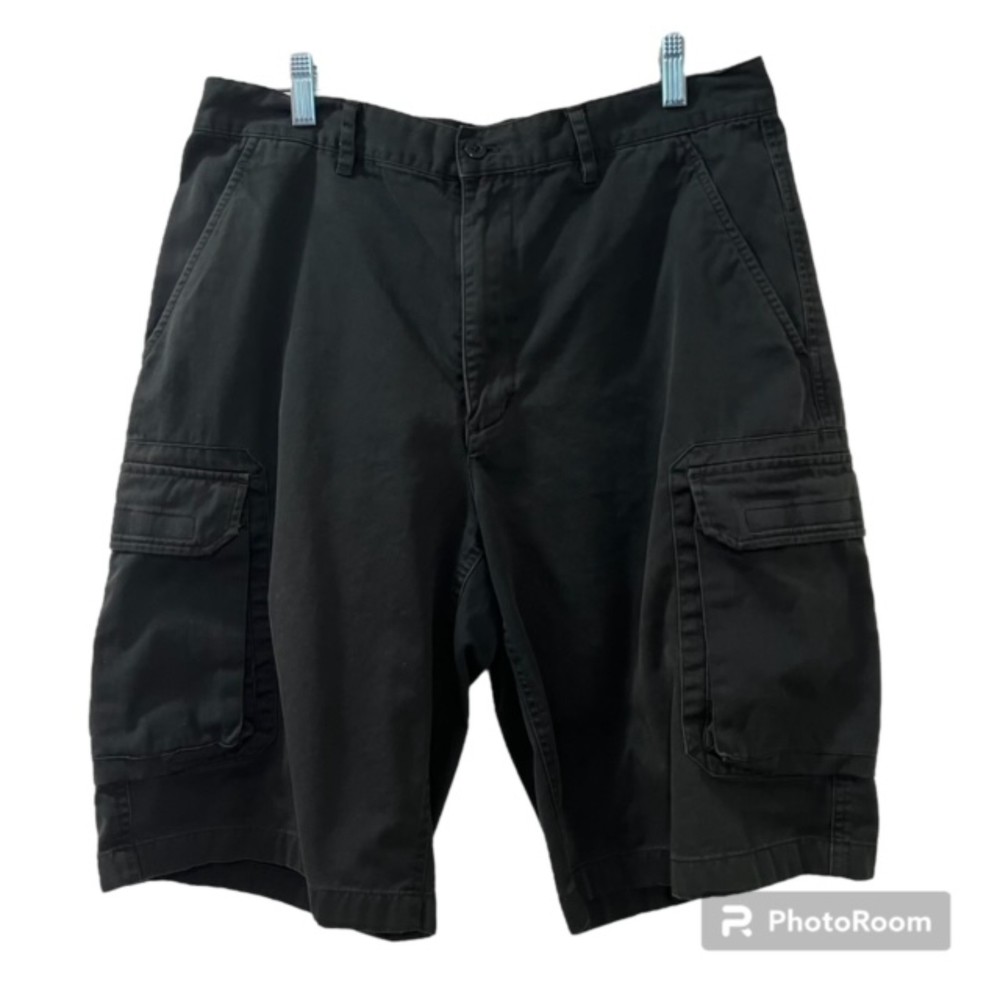 DKNY Mens Black 100% Cotton Mid Rise Casual Outdoor Cargo Shorts Size 33